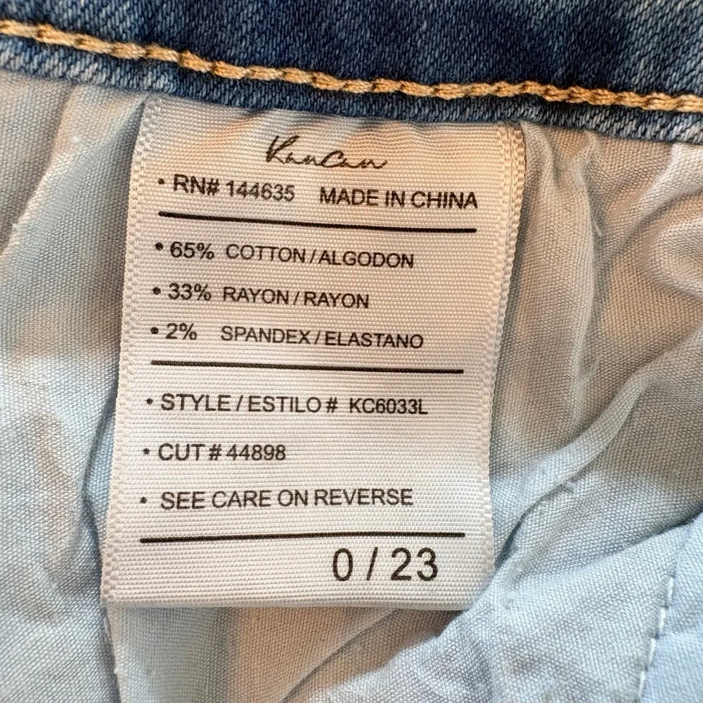 KanCan Denim Shorts Women 0 23 Blue High Rise Frayed Raw Hem Medium Wash Stretch